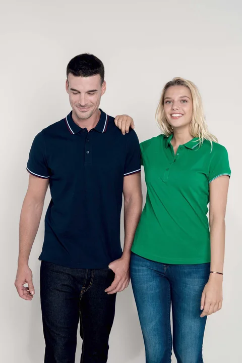 Polo contrasté manches courtes 100% coton piqué